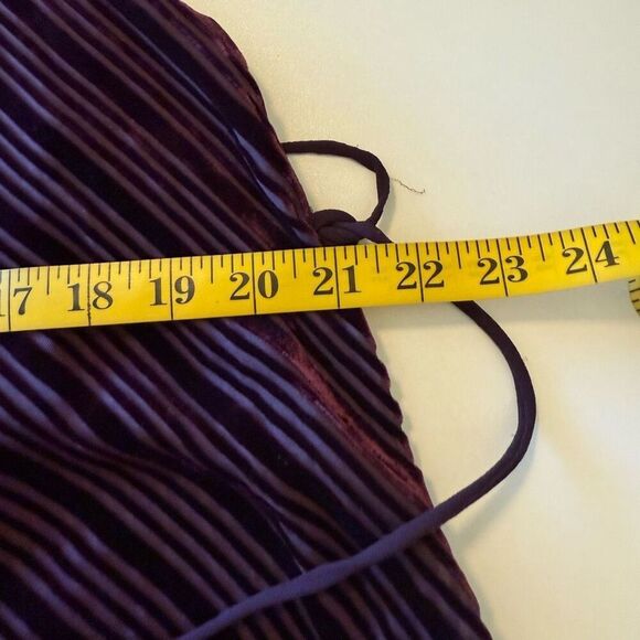 Robert Rodriguez Burgundy Striped Velvet Burnout Asymmetric Hem Maxi Dress Sz 10 - Picture 6 of 13